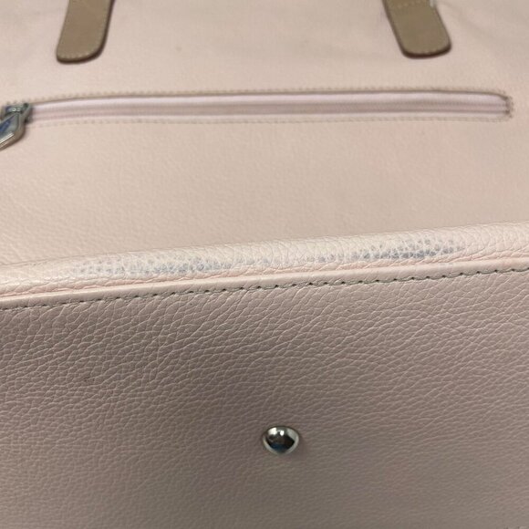 I. Santi Pink Tote Bag Genuine Leather Large Tan Handles Made in Italy - Picture 10 of 10